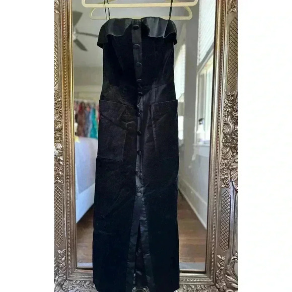SALONI CARINA BLACK COTTON VELVET CORSET MIDI DRESS Size 0 NEW NWT! - Picture 8 of 10